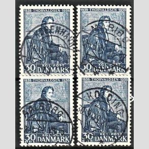 FRIMRKER DANMARK | 1938 - AFA 251 - Thorvaldsen 30 re bl x 4 - Pragt Stemplet