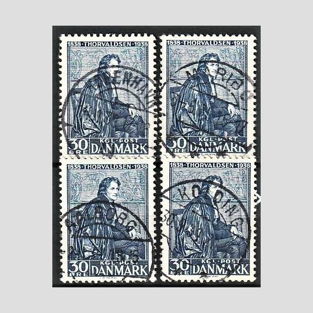 FRIMRKER DANMARK | 1938 - AFA 251 - Thorvaldsen 30 re bl x 4 - Pragt Stemplet