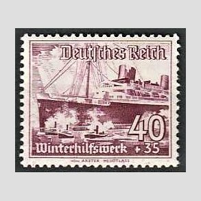 FRIM�RKER TYSK RIGE: 1937 | AFA 654 | N�dhj�lp. - 40+35 pf. - Ubrugt