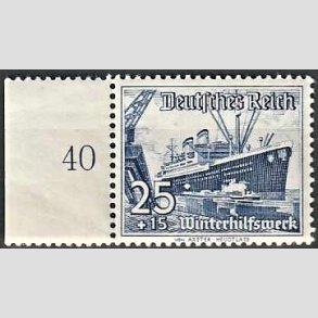 FRIM�RKER TYSK RIGE: 1937 | AFA 653 | N�dhj�lp. - 25+15 pf. - Ubrugt