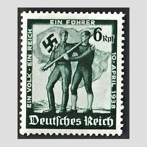 FRIM�RKER TYSK RIGE: 1938 | AFA 657 | �strigs indlemmelse - 6 pf. gr�n - Postfrisk