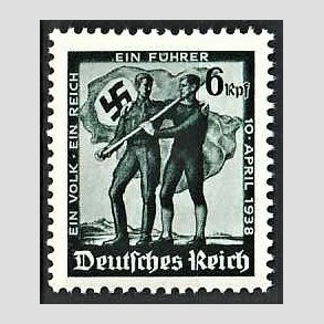 FRIM�RKER TYSK RIGE: 1938 | AFA 658 | �strigs indlemmelse - 6 pf. gr�n, lille - Postfrisk