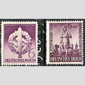 FRIM�RKER TYSK RIGE: 1942 | AFA 813,814 | Heltemindedagen, Peter Henlein. - 6 pf + 6+24 pf. - Postfrisk