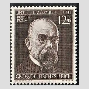 FRIM�RKER TYSK RIGE: 1944 | AFA 859 | Robert Koch. - 12+38 pf. m�rkbrun - Postfrisk