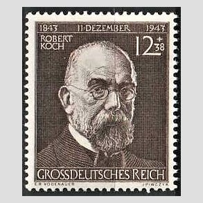FRIM�RKER TYSK RIGE: 1944 | AFA 859 | Robert Koch. - 12+38 pf. m�rkbrun - Postfrisk