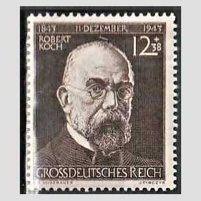 FRIM�RKER TYSK RIGE: 1944 | AFA 859 | Robert Koch. - 12+38 pf. m�rkbrun - Postfrisk