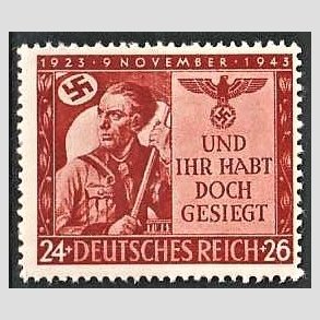 FRIM�RKER TYSK RIGE: 1943 | AFA 858 | 9. november mindem�rke - 24+26pf. r�d - Postfrisk