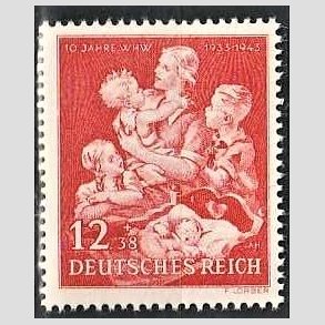 FRIM�RKER TYSK RIGE: 1943 | AFA 854 | Vinterhj�lp 10 �r - 12+38 pf. r�d - Postfrisk