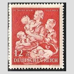 FRIM�RKER TYSK RIGE: 1943 | AFA 854 | Vinterhj�lp 10 �r - 12+38 pf. r�d - Postfrisk