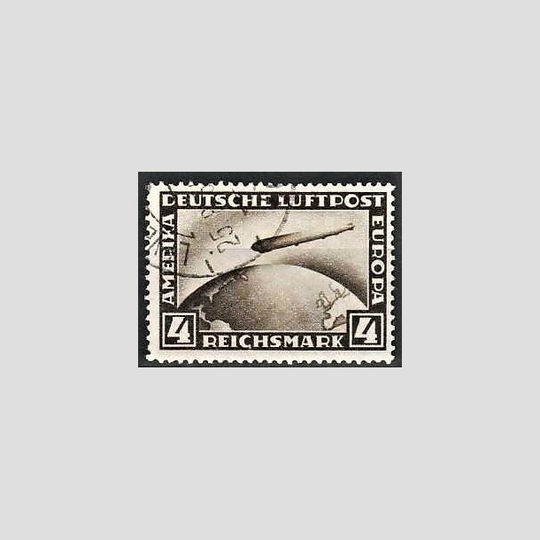 FRIMRKER TYSK RIGE: 1928-30 | AFA 423 | Zeppelin luftpost - 4 mk. brun - Stemplet