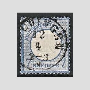 FRIM�RKER TYSK RIGE: 1872 | AFA 10 | �rn, lille brystskjold - 7 kr. bl� - Stemplet (Rimelig p�n kvalitet)