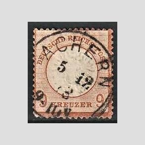 FRIM�RKER TYSK RIGE: 1872 | AFA 27a | �rn, stort brystskjold - 9 kr. lillabrun - Stemplet (Meget sj�ldent m�rke i rimelig p�n kvalitet)