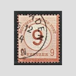 FRIM�RKER TYSK RIGE: 1874 | AFA 30 | Nyt v�rdip�tryk - 9/9 kr. r�dbrun - Stemplet (Flot kvalitet)