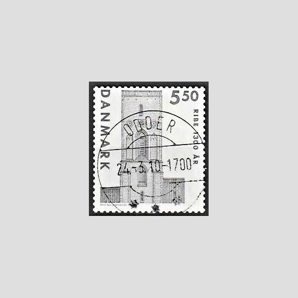 FRIMRKER DANMARK | 2010 - AFA 1614E - Ribe 1300 r. - 5,50 Kr. grsort p klip - Pragt Stemplet Odder