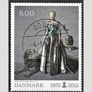 FRIMRKER DANMARK | 2012 - AFA 1694 - Dronning i 40 r - 8,00 Kr. flerfarvet - Pragt Stemplet Odder