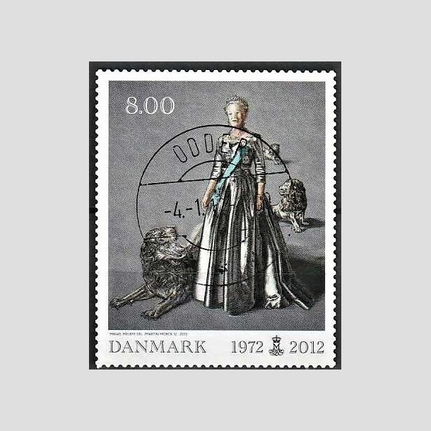 FRIMRKER DANMARK | 2012 - AFA 1694 - Dronning i 40 r - 8,00 Kr. flerfarvet - Pragt Stemplet Odder