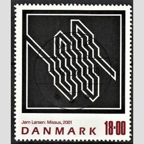 FRIMRKER DANMARK | 2001 - AFA 1292 - Jrn Larsen - 18,00 Kr. flerfarvet - Pragt Stemplet Odder