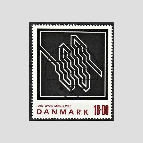 FRIMRKER DANMARK | 2001 - AFA 1292 - Jrn Larsen - 18,00 Kr. flerfarvet - Pragt Stemplet Odder