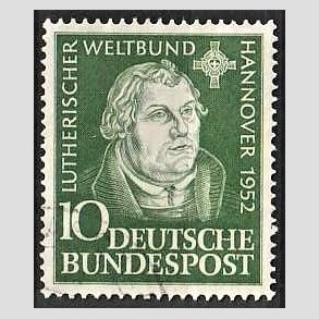 FRIM�RKER VESTTYSKL. BUND: 1952 | AFA 1113 | Lutherske Verdensforbund - 10 pf. gr�n - Stemplet