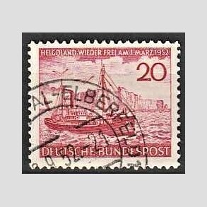 FRIM�RKER VESTTYSKL. BUND: 1952 | AFA 1112 | Helgolands frigivelse - 20 pf. r�d - Stemplet