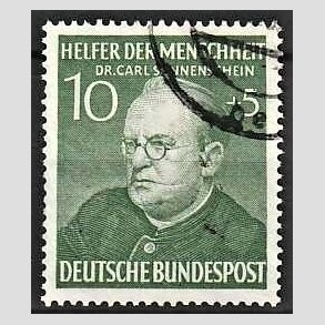 FRIM�RKER VESTTYSKL. BUND: 1952 | AFA 1120 | Menneskehedens hj�lpere - 10 + 5 pf. gr�n - Stemplet