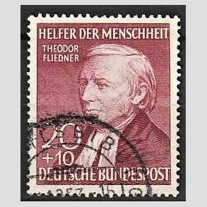 FRIM�RKER VESTTYSKL. BUND: 1952 | AFA 1121 | Menneskehedens hj�lpere - 20 + 10 pf. karmin - Stemplet