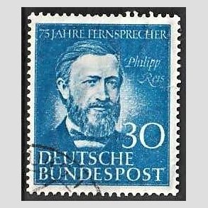 FRIM�RKER VESTTYSKL. BUND: 1952 | AFA 1124 | Philipp Reis - 30 pf. bl� - Stemplet