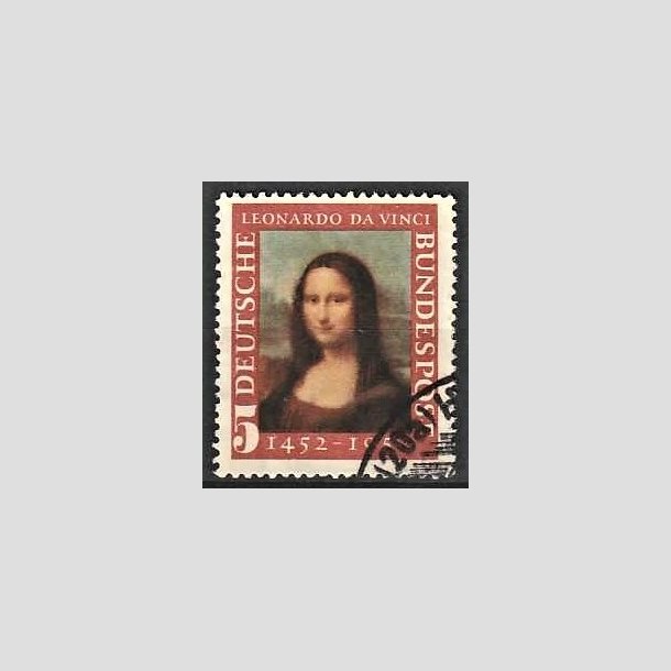 FRIMRKER VESTTYSKL. BUND: 1952 | AFA 1111 | Leonardo da Vinci Mindeudgave - 5 pf. flerfarvet - Stemplet