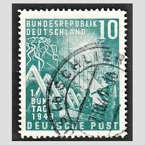 FRIMRKER VESTTYSKL. BUND: 1949 | AFA 1074 | 1. Forbundskongres - 10 pf. grn - Stemplet