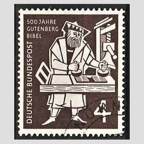 FRIM�RKER VESTTYSKL. BUND: 1954 | AFA 1161 | Gutenberg bibel 500 �r. - 4 pf. m�rkbrun - Stemplet