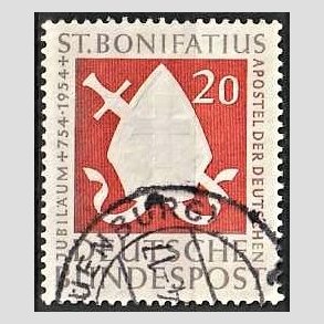 FRIM�RKER VESTTYSKL. BUND: 1954 | AFA 1162 | St. Bonifatius. - 20 pf. gr�brun/r�d - Stemplet