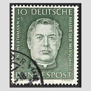 FRIM�RKER VESTTYSKL. BUND: 1954 | AFA 1164 | Menneskehedens Hj�lpere - 10 + 5 pf. gr�n - Stemplet