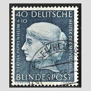 FRIM�RKER VESTTYSKL. BUND: 1954 | AFA 1166 | Menneskehedens Hj�lpere - 40 + 10 pf. bl� - Stemplet