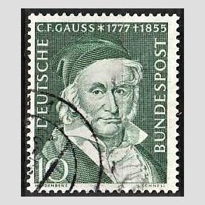 FRIM�RKER VESTTYSKL. BUND: 1955 | AFA 1167 | C. F. Gaus - 10 pf. gr�n - Stemplet