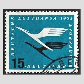 FRIM�RKER VESTTYSKL. BUND: 1955 | AFA 1170 | Lufthansas genetablering - 15 pf. bl�/sort - Stemplet