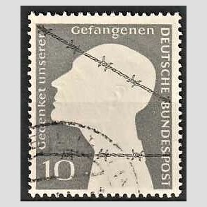 FRIM�RKER VESTTYSKL. BUND: 1953 | AFA 1128 | Mindeudgave for krigsfanger - 10 pf. gr� - Stemplet