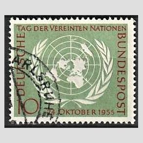 FRIM�RKER VESTTYSKL. BUND: 1955 | AFA 1184 | FN dagen - 10 pf. gr�n/r�d - Stemplet