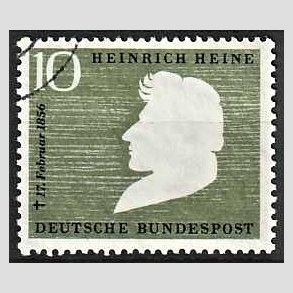 FRIM�RKER VESTTYSKL. BUND: 1956 | AFA 1192 | Heinrich Heine - 10 pf. gr�gr�n/sort - Stemplet