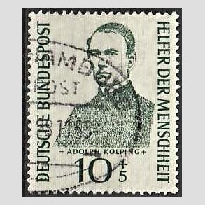 FRIM�RKER VESTTYSKL. BUND: 1955 | AFA 1186 | Menneskehedens hj�lpere - 10 + 5 pf. gr�n - Stemplet