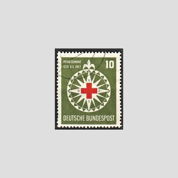 FRIMRKER VESTTYSKL. BUND: 1953 | AFA 1127 | 10 pf. grn/rd Rde Kors - Stemplet