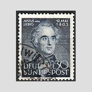 FRIM�RKER VESTTYSKL. BUND: 1953 | AFA 1129 | Liebig mindeudgave. - 30 pf. bl� - Stemplet