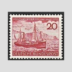 FRIM�RKER VESTTYSKL. BUND: 1952 | AFA 1112 | Helgolands frigivelse - 20 pf. r�d - Postfrisk