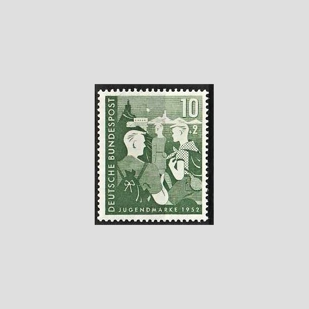 FRIMRKER VESTTYSKL. BUND: 1952 | AFA 1117 | Velgrenhedsmrke, Ungdomshergberger. - 10 + 2 pf. grn - Postfrisk