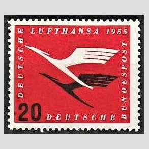 FRIM�RKER VESTTYSKL. BUND: 1955 | AFA 1171 | Lufthansas genetablering - 20 pf. r�d/sort - Postfrisk