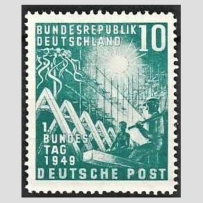 FRIMRKER VESTTYSKL. BUND: 1949 | AFA 1074 | 1. Forbundskongres - 10 pf. grn - Postfrisk