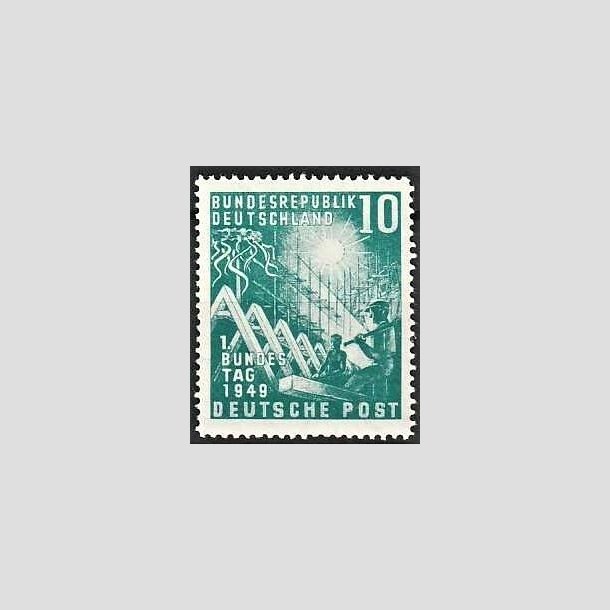 FRIMRKER VESTTYSKL. BUND: 1949 | AFA 1074 | 1. Forbundskongres - 10 pf. grn - Postfrisk