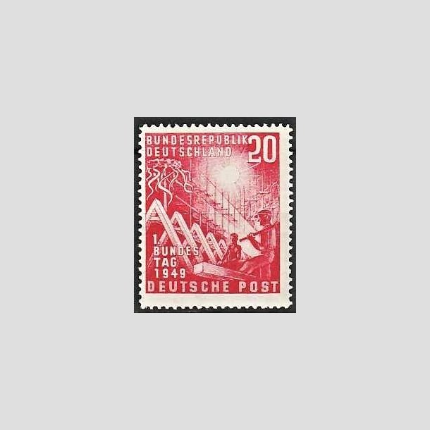 FRIMRKER VESTTYSKL. BUND: 1949 | AFA 1075 | 1. Forbundskongres - 20 pf. rd - Postfrisk