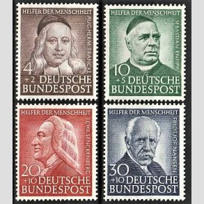 FRIM�RKER VESTTYSKL. BUND: 1953 | AFA 1136-39 | Menneskehedens Hj�lpere - 4+2 pf. - 30+10 pf. - Ubrugt