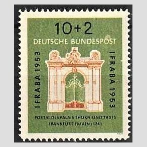 FRIM�RKER VESTTYSKL. BUND: 1953 | AFA 1134 | IFRABA frim�rkeudstilling - 10 + 2 pf. gr�n/r�d/sort - Postfrisk