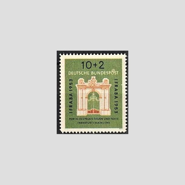 FRIMRKER VESTTYSKL. BUND: 1953 | AFA 1134 | IFRABA frimrkeudstilling - 10 + 2 pf. grn/rd/sort - Postfrisk